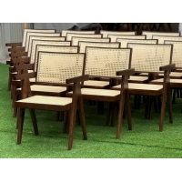 Ghế Cafe Gỗ Đan Mây V Leg Có Tay