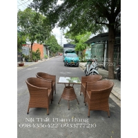 bàn ghế mây nhựa sân vườn