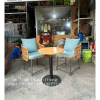 bàn ghế cafe mây nhựa ngoài trời