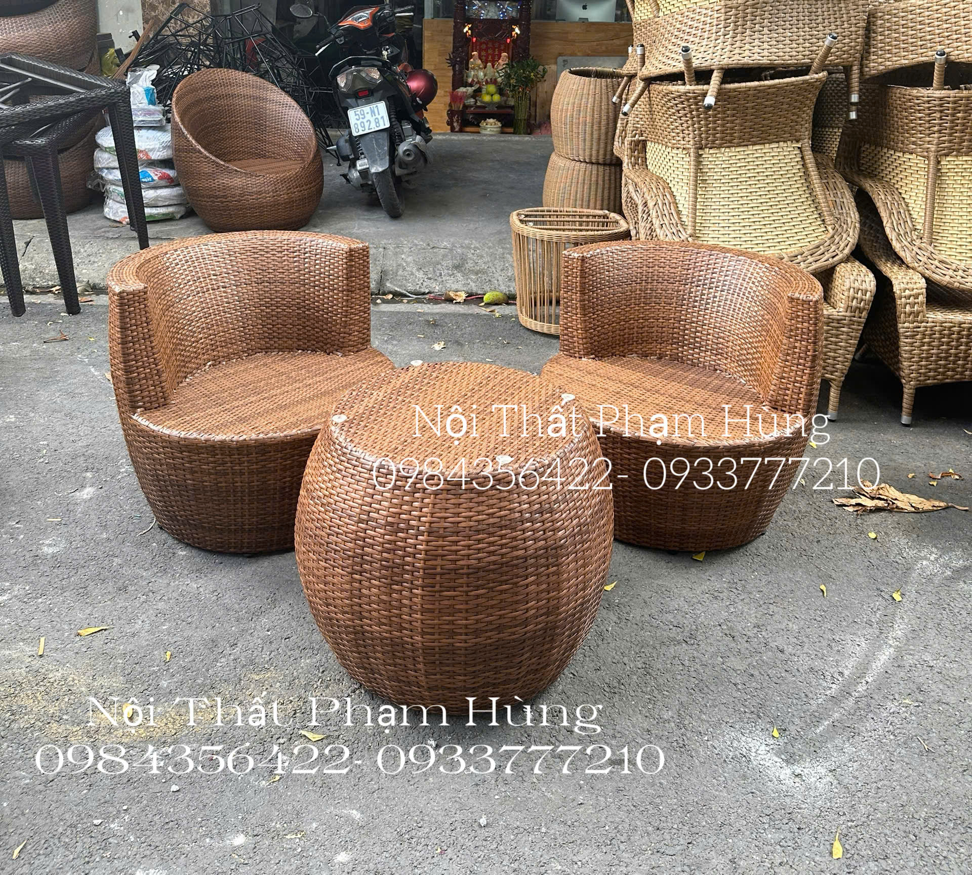 Bàn ghế sofa trứng mây nhựa